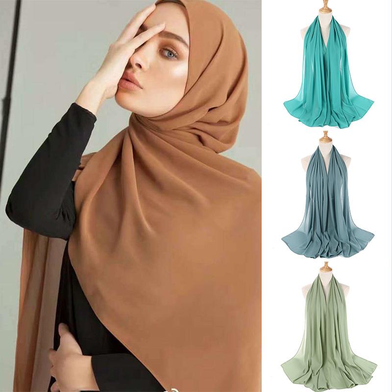 Scarves 180cm Muslim Shawl Islamic Hijabs Arab Wrap Head Fashion Women Solid Chiffon Headscarf Ready To Wear Instant Scarf