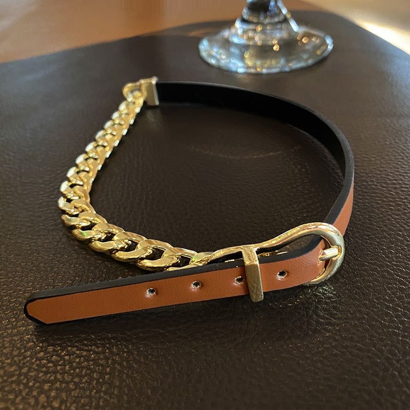 Chokers Titanium steel cowhide chain gold necklace neck ladies exquisite luxury student temperament gift for girlfriend jewelry