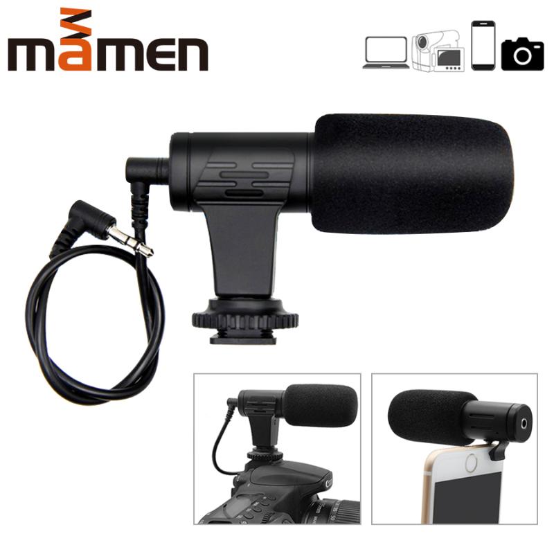 Microphones MAMEN 3.5mm Stereo Camera Microphone VLOG Pography Interview Digital Video Recording For Nikon Canon DSLR