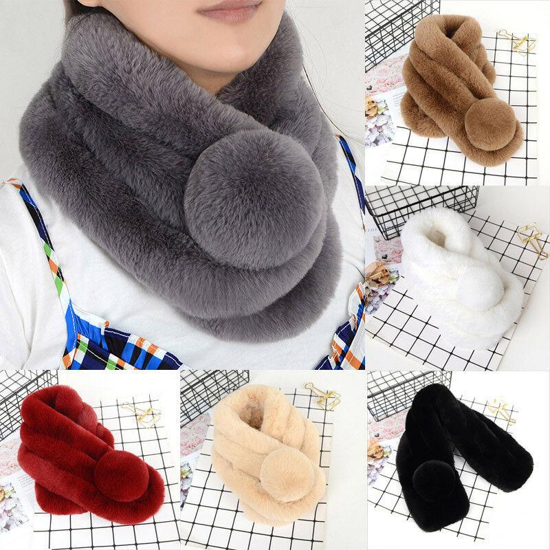 Scarves Women Fashion Plush Rex Hair Scarf Shawl Thickened Fur Collar Warm Neck Long Warmer Wrap Stole