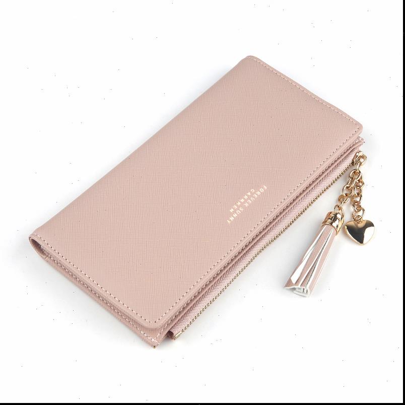 Women Long Wallet Fashion Tassel Zipper Phone Case Crossed Grain PU Leather Coin Purse Card Holder Cute Pink Wallets Girls