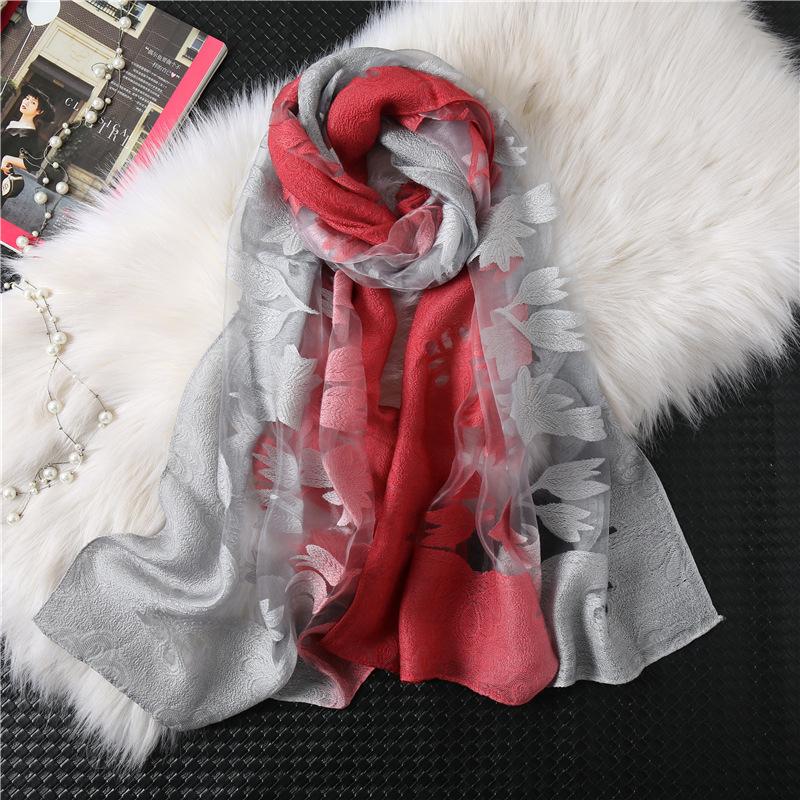 Scarves Girita Autumn Winter Women Silk Scarf Satin Head Woman&#039;s Lace Long Neck Shawl Hijab Cloth