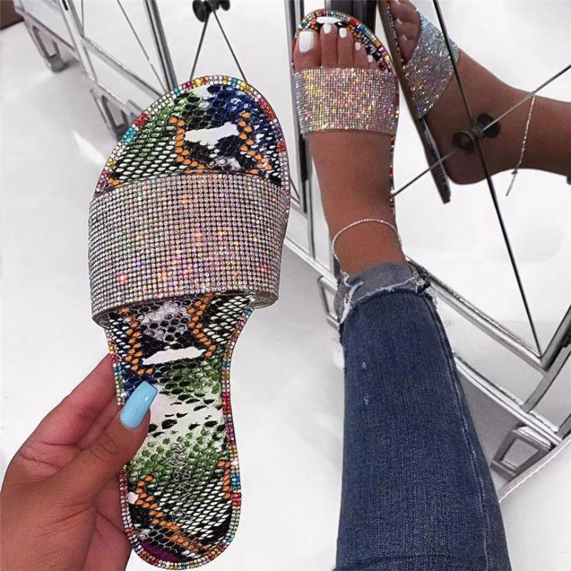 Slippers Summer Female Crystal Flat Soft Bling Women Candy Color Flip Flops Outdoor Slides Beach Shoes Zapatos De Mujer 2021 25