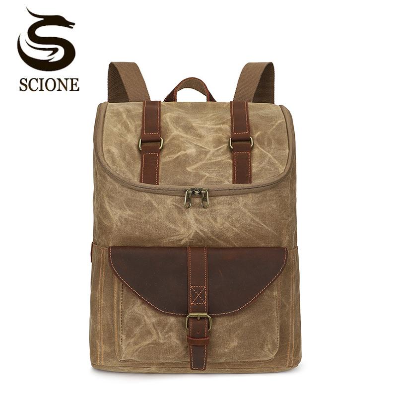 Backpack Vintage Men&#039;s 15 Inch Laptop Bag Large Capacity Student School Outdoor Leisure Travel XA743M