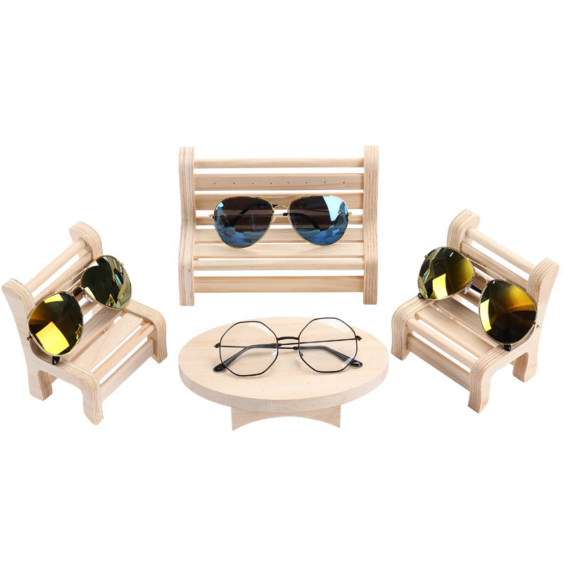 New small chair creative wooden jewelry display Rack frame glasses mobile phone earrings props photo photography equipment
