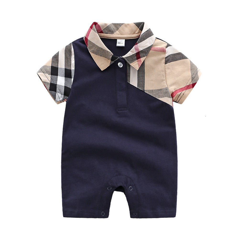 Children&#039;s suit INS fashion Burb brand Baby Clothes Plaid Bodysuit outfit Cotton born Summer short sleeve Romper Kids Designer Infant Jumpsuit