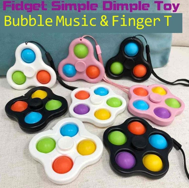 DHL Free With Lanyard Fidget Simple Dimple Toys Bubble Key Ring Push Spinner Board Stress Relief Decompression Finger Bubbles
