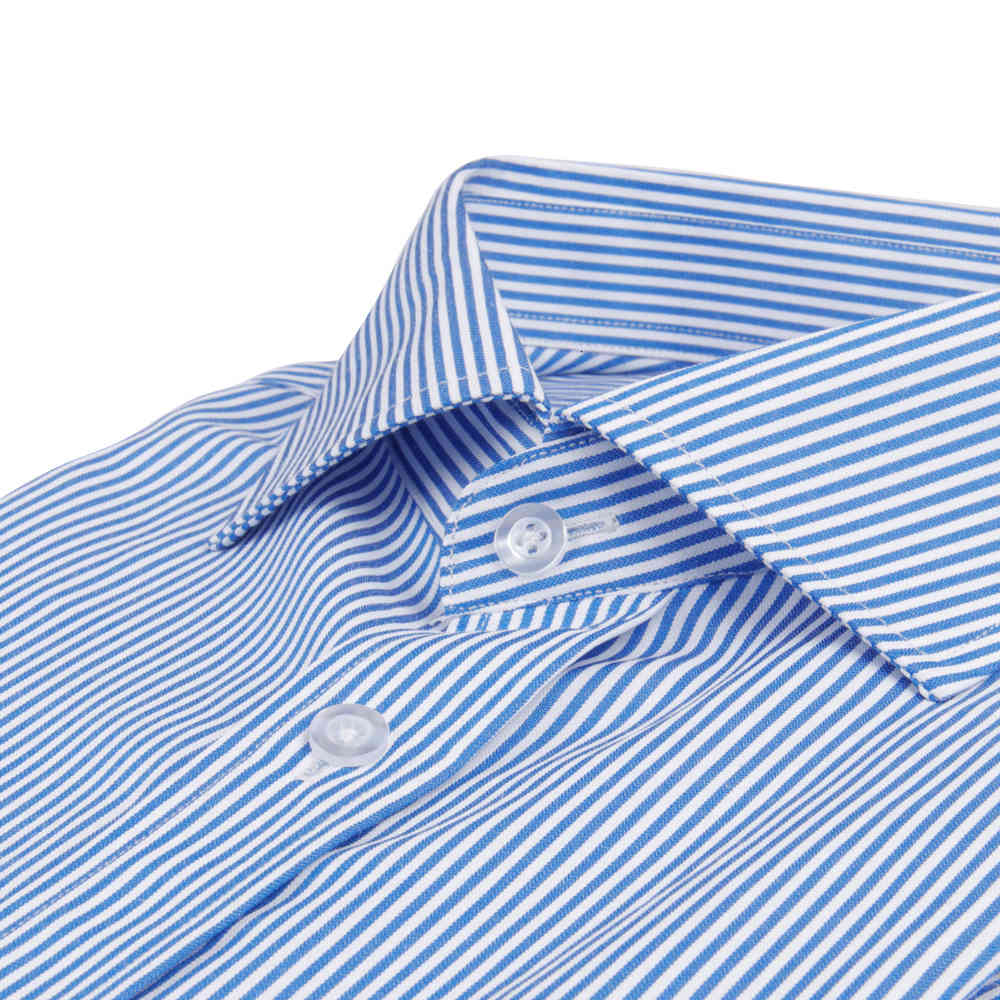 Men&#039;s Suits & Blazers Tailor Made Men Dress Shirts Long Sleeve Blue Striped Bespoke Shirt Slim Pinstriped Office Chemise Homme Sur Mesure