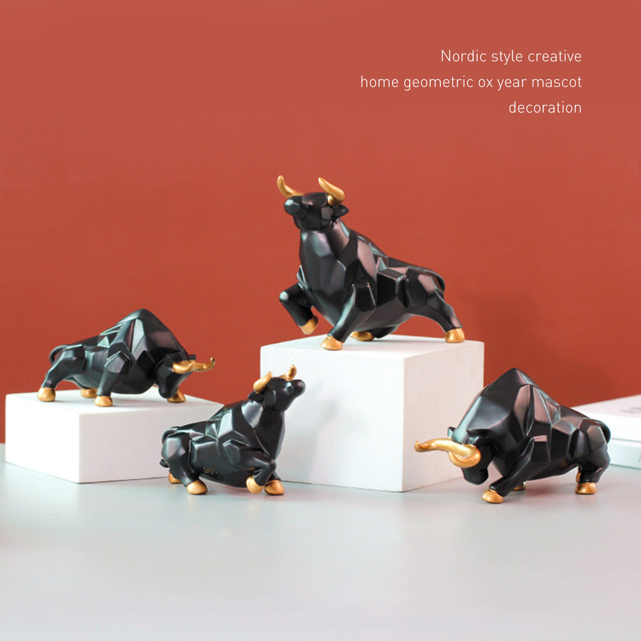 Resin Bull Statue Bison Sculpture Home ox Year Mascot Decoration Resin Crafts Desk Home Decoration