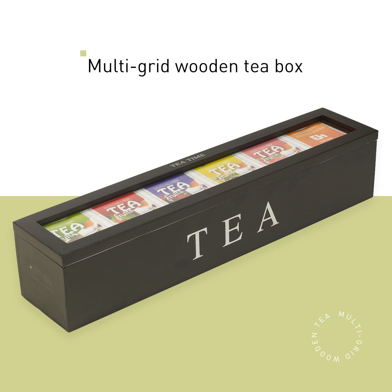 Tea Storage Box (Black and White), Coffee And Tea Bag Storage Rack With Compartment, Easy To Carry At Travel, Office And Home