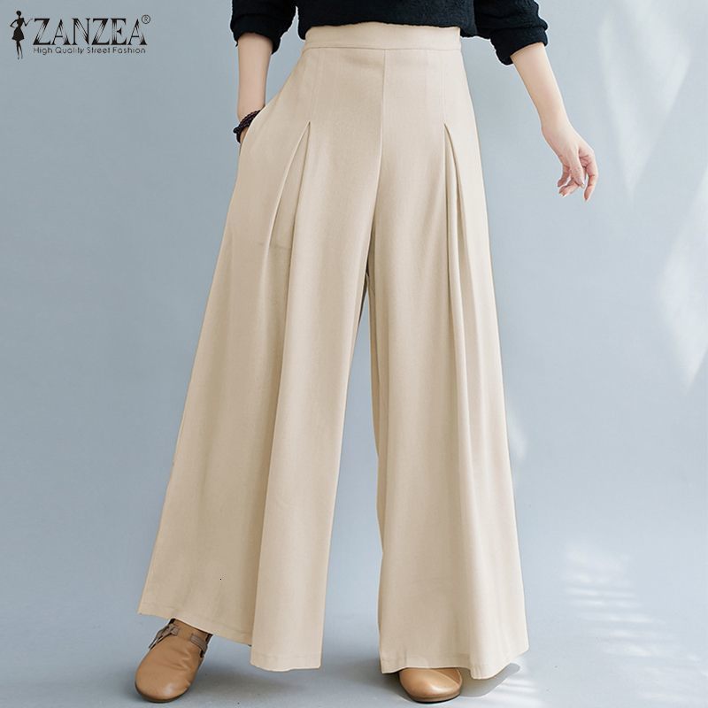 Women&#039;s Pants & Capris Casual Wide Leg Autumn Trousers Women Elastic Waist Loose Palazzo Culottes Elegant Office Ladies Work Panta