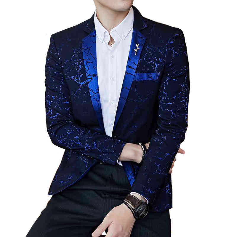 Men&#039;s Suits & Blazers men Suit Black Wine Red Navy Blue Slim Flower Blazer Jacket Asian size S M L XL XXL XXXL mens coats