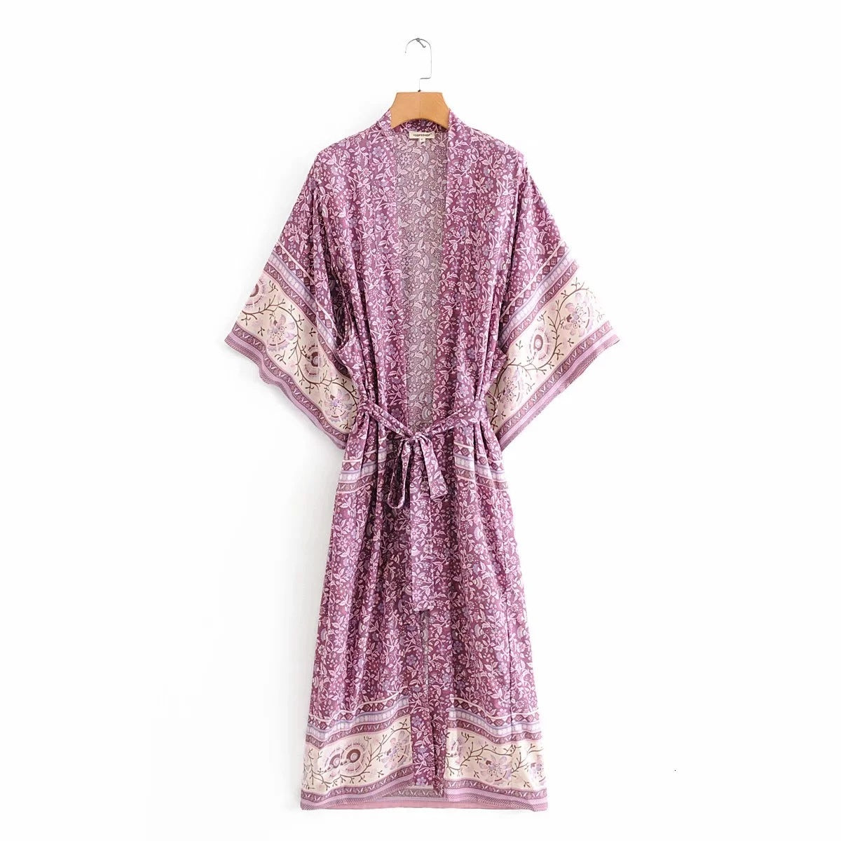 Women&#039;s Blouses & Shirts Women Long Robe Kimono Cardigan Summer Boho Floral Printed Fashion Bohemian Sashes Maxi Beach Shirt Loose
