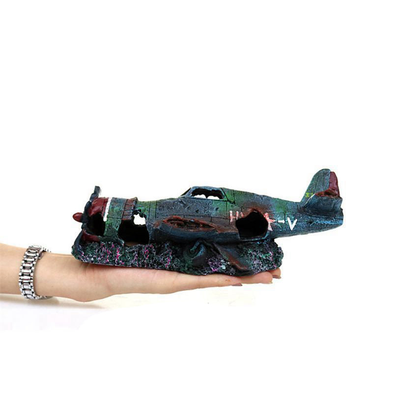 Fish Tank Landscaping Aquarium Decoration Fighter Wreckage Battleship Shipwreck Aquarium Resin Aquarium Crafts Ornaments