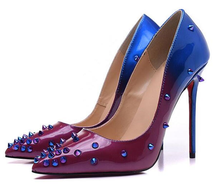 red bottom shoes fashion high heels for women party wedding triple black nude yellow pink glitter spikes Pointed Toes Pumps Dress