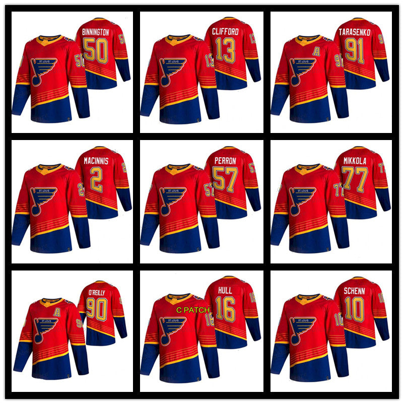 St. Louis Blues 2020-21 Reverse Retro Jersey 90 Ryan O&#039;Reilly 91 Vladimir Tarasenko 47 Torey Krug 50 Binnington 55 Parayko Hockey Jerseys unifo