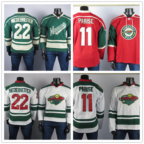 Minnesota Wild Hockey Jerseys 11 Zach Parise Jersey 22 Niederreiter High Quality Embroidered Men&#039;s ice Stitched