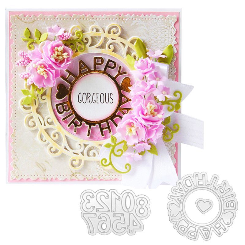 Diy Happy Birthday Numbers Stamping Embossing Stencil Template for Scrapbooking Embossing Paper Making