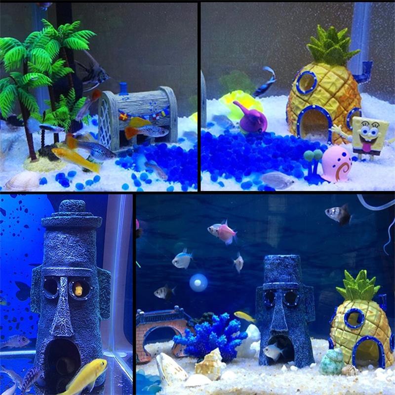 Aquarium Landscaping Reptile Box Resin Rockery Fish Tank Aquarium Decoration Simulation Rockery Boat Glass House Octopus Brother