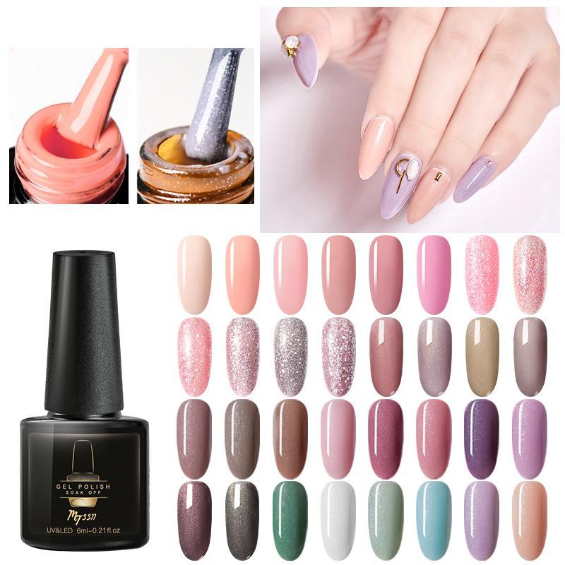 Mtssii 6ML Rose Gold Glitter Nail Gel Polish Varnishes Glitter Soak Off UV LED Lacquer Shimmer Manicure Nail Art Varnish