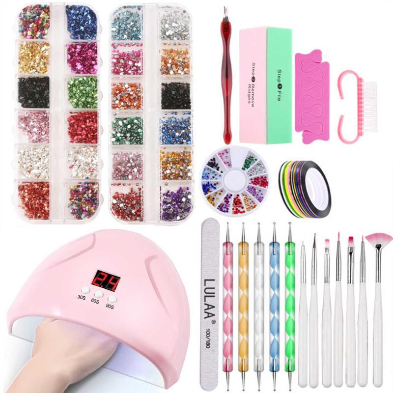 Nail Art Tool Kit Set Nail Lamp UV Art Gels Dryer Pen Polisher Manicure Accessories Tools Set