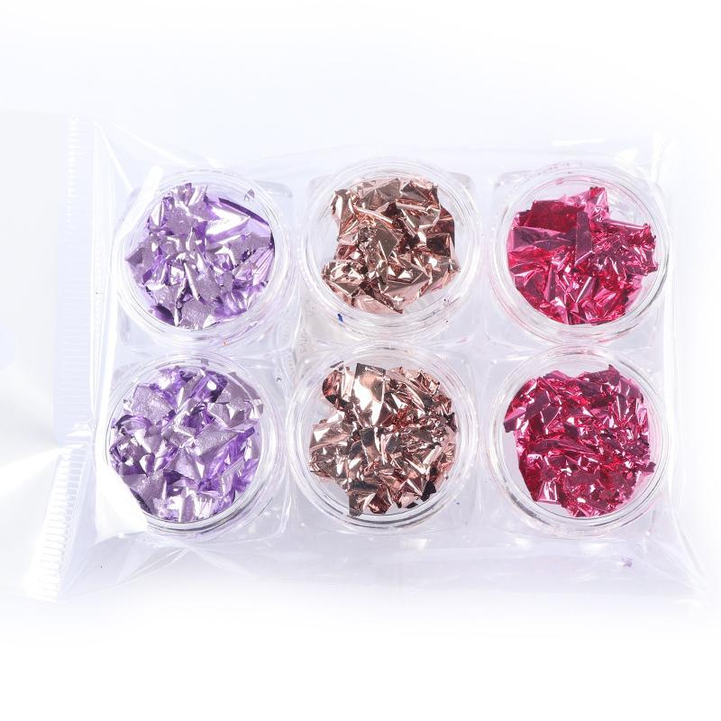 Purple Pink Colorful Nail Art Foil Paper Irregular Aluminum Sticker for nails design Manicure Glitter Gel Polish Nail Accesoires
