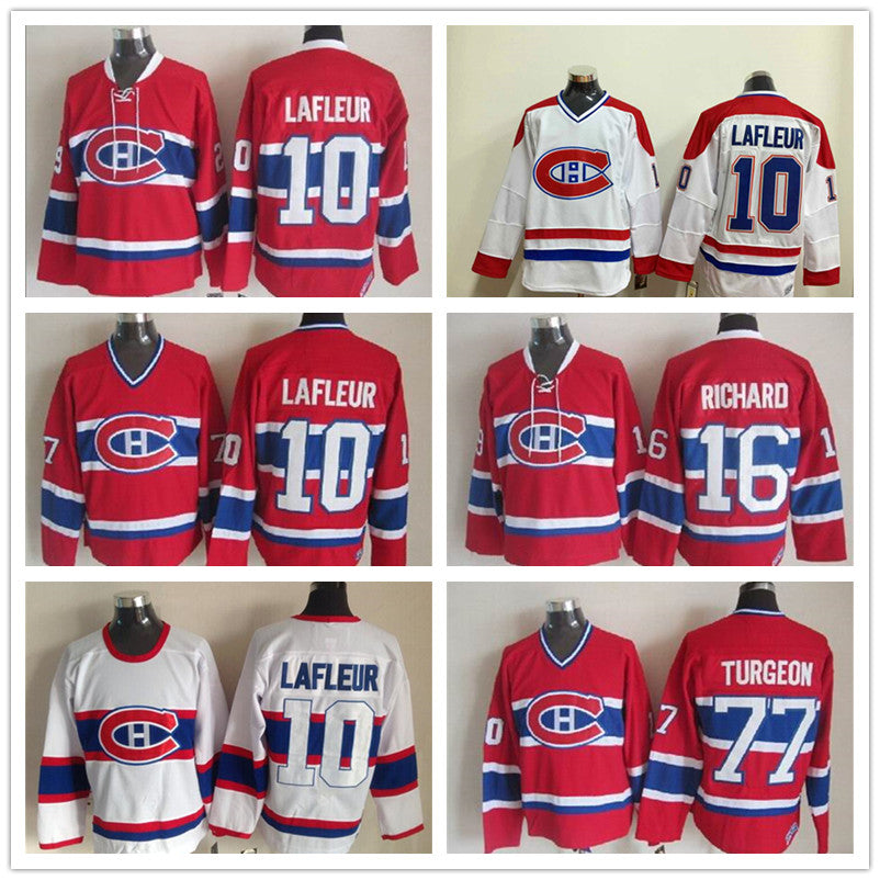 Men Montreal Canadiens 16 Henri Richard Jersey 18 Serge Savard 77 Pierre Turgeon 10 Guy Lafleur Vintage Classic Hockey Jerseys shirt uniform