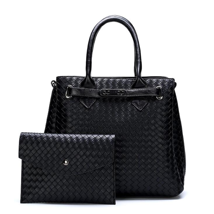 Factory wholesale women bag classic two-piece Knitting handbag elegant Joker solid color leather tote handbags large Crochet fashion messenger bags