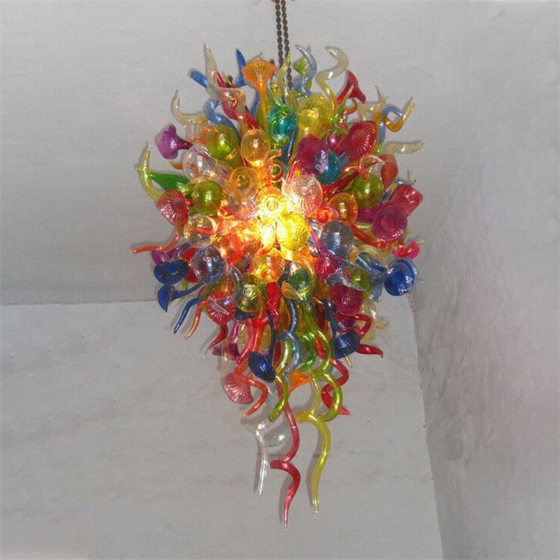 Art Deco Pendant Lamps Multi Colored Chain Chandelier 24X48 Inches 100% Hand Blown Murano Glass Chandeliers Home Store Coffee Shop Led Bulbs Light F