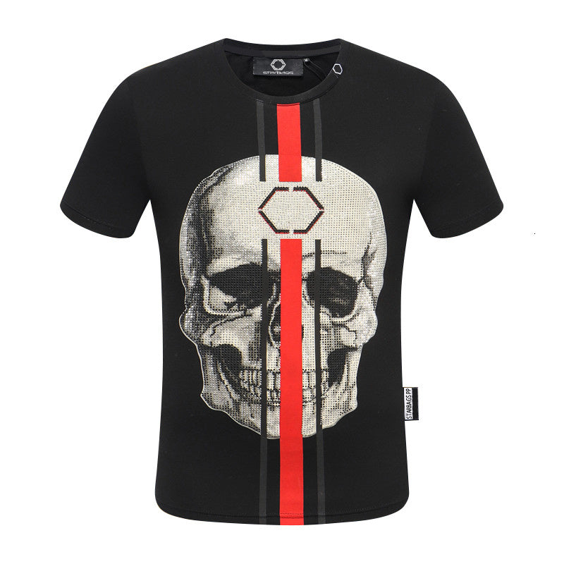 Men&#039;s T-Shirts style Starbags Short round male turtleneck Dominant personality T-shirt High quality drill skull