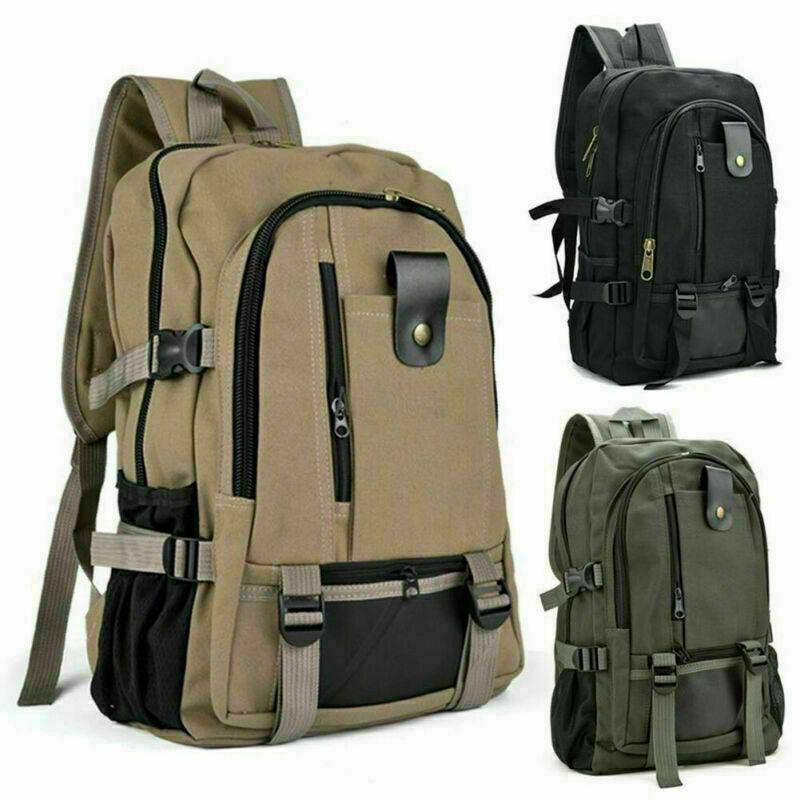 Men Canvas Large Backpack Rucksack Work Sports Travel Hiking Boys College Bag Backpacks For Man