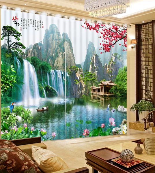 2021 Custom European 3D Curtain Window Blackout Drapes Waterfall scenery Curtains