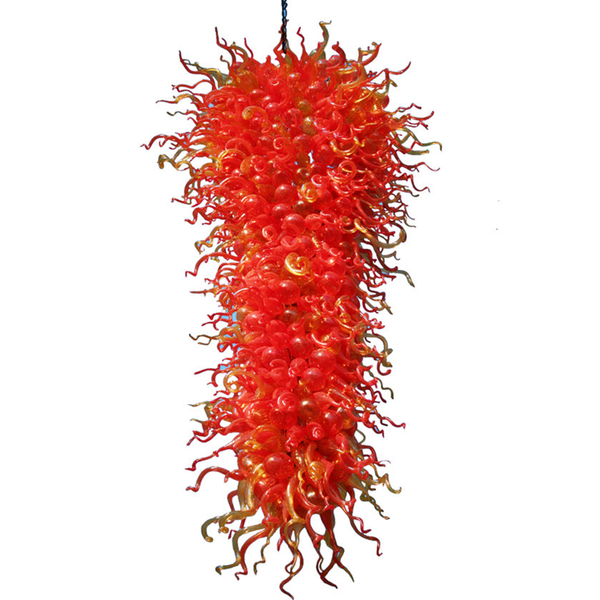 Modern Living Room Chandeliers Lamps Pendant Lightings Red Colored 100% Hand Blown Chandelier Light 100 By 300cm for Duplex Building office Home Bed