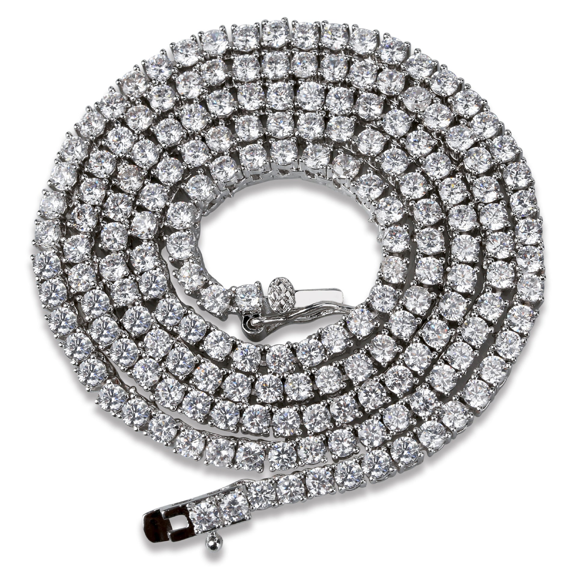 Hip Hop Gold Chain, 1 Row Round Cut Tennis Necklace Mens Punk Iced Out Rhinestone Chain Necklace Micro Inlaid Cubic Zircon Choker