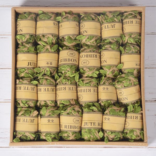 Craft Tools Natural Jute Twine 5MM Burlap Leaf Ribbon with Artificial Vine Green Leaves for Wedding Home Garden craft tools