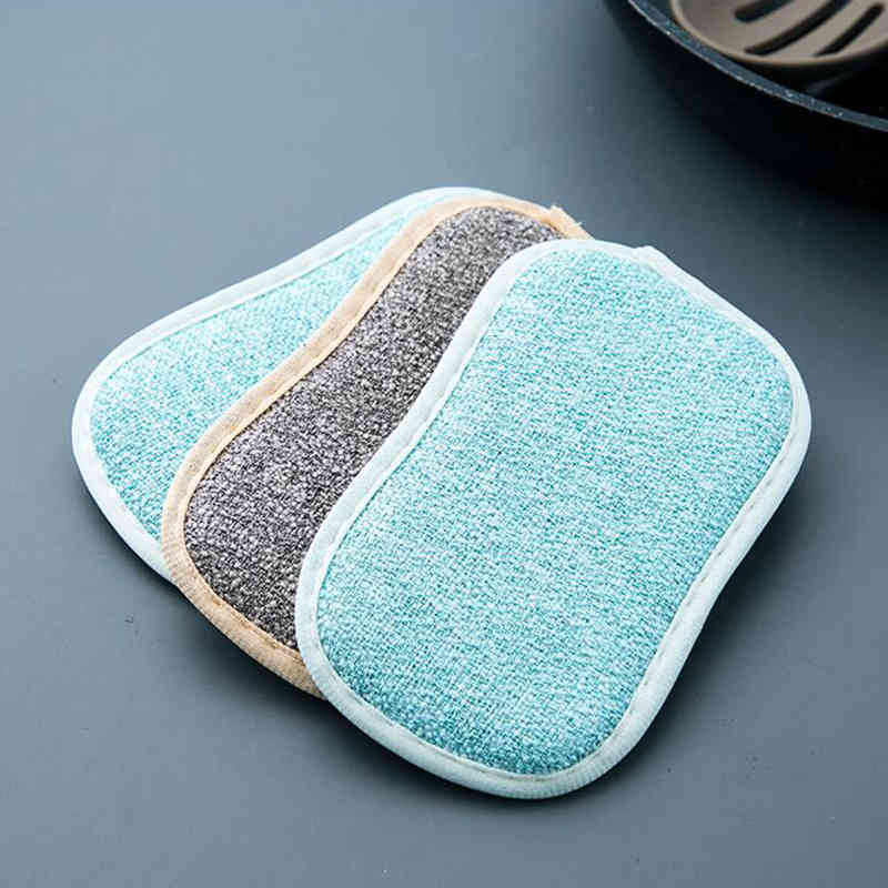 Double Sided Cleaning Brush Scouring Pad Reusable Cleaning Sponges Kitchen Cleaning Wipers Decontamination Dish Towels