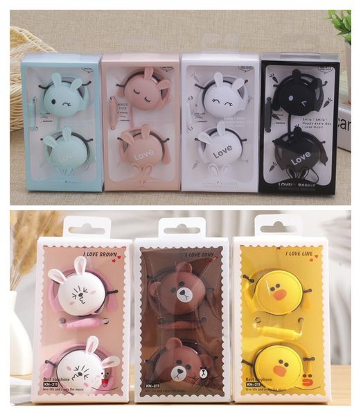 Creative cartoon hanging cell phone earphones male and female students with wheat wire ear headset universal gift