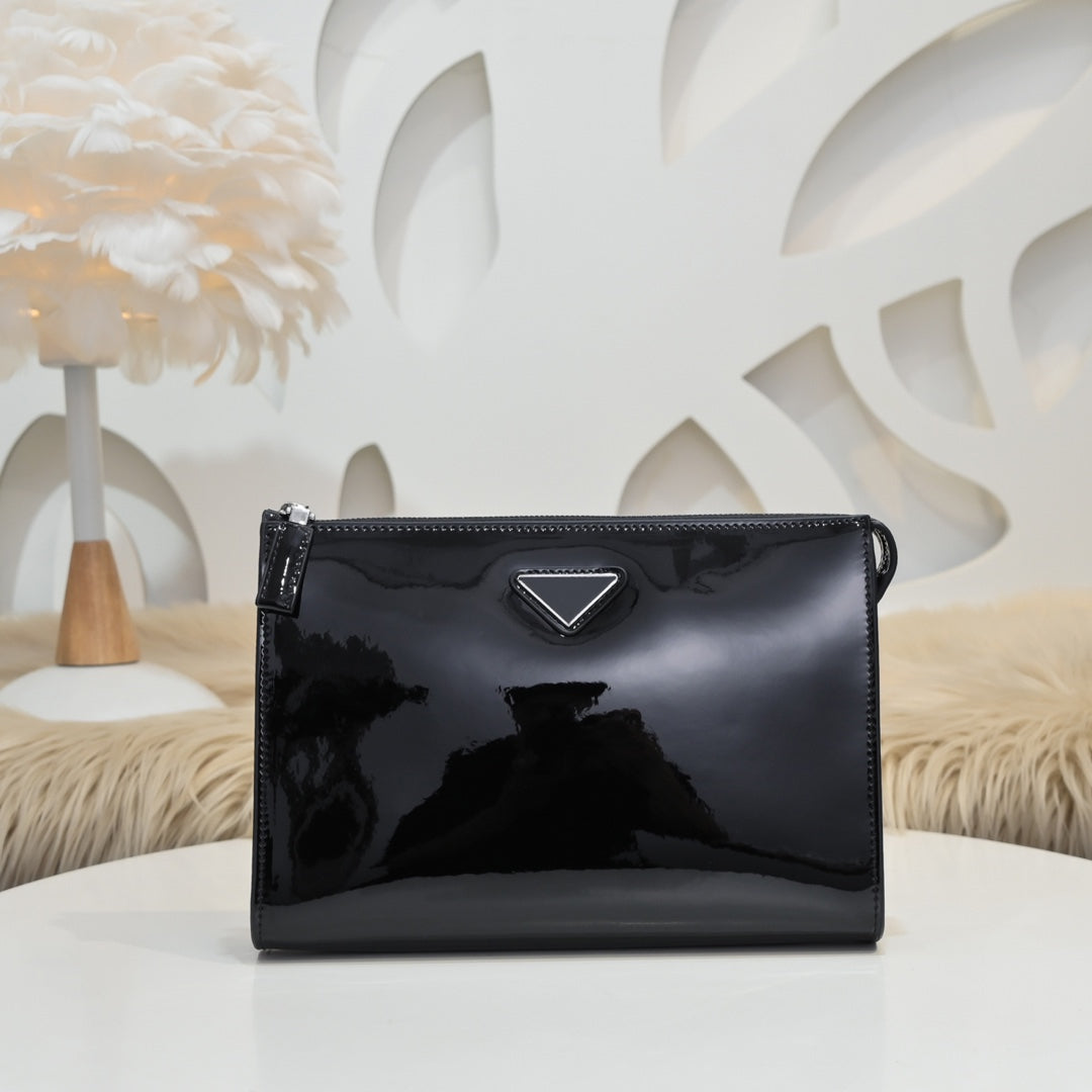 Men&#039;s Black Glossy Leather wallets Bag Fashion Casual Retro Business Office Portable Multifunctional Coin Purse Card Holder bags