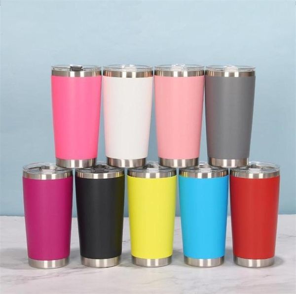 18 Colors 20oz Mugs Tumblers Stainless Steel Vacuum Insulated Double Wall Wine Glass Thermal Cup Coffee Beer Mug With Lids For Travel