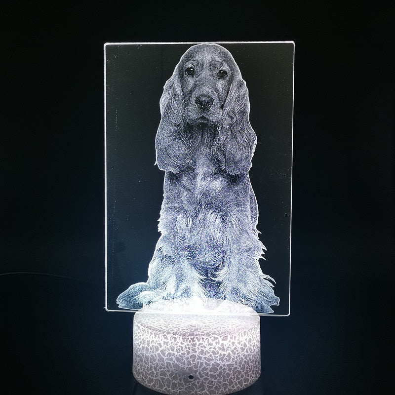 Kids Night Sensor Light LED English Cocker Spaniel 3D Desk Lamp Bedside Nightlight Cute Dog Color Changing Birthday Holiday Gift