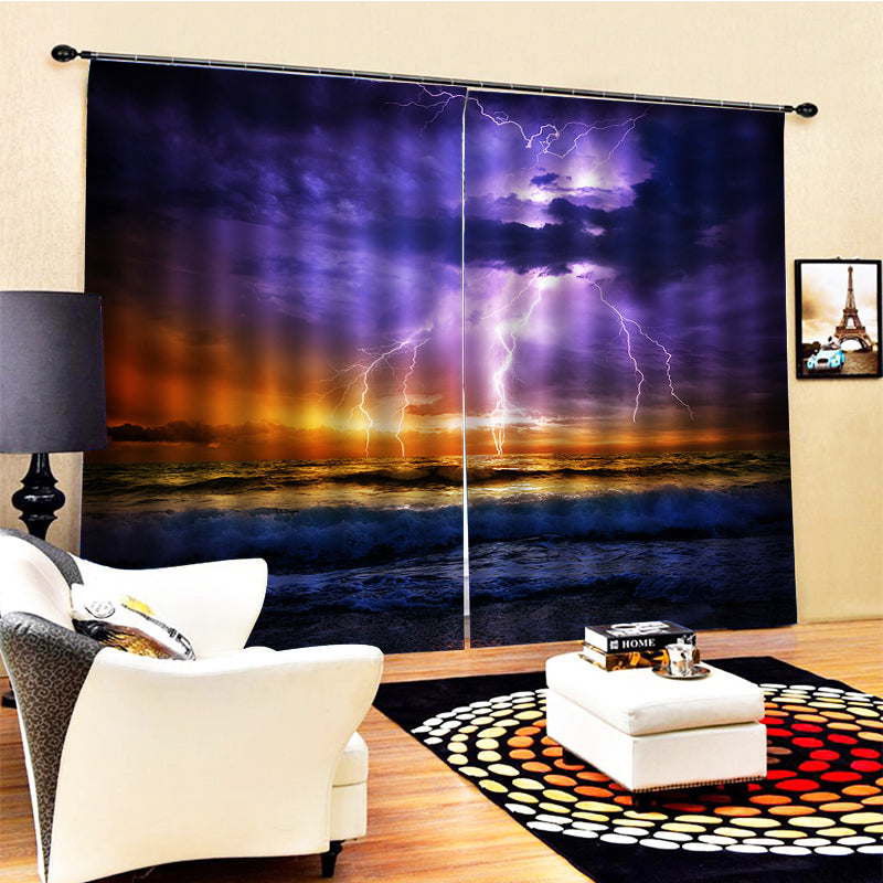 Modern Home Decoration Blackout 3D Curtain stereoscopic purple landscape curtains