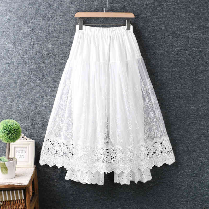 Skirts Lamtrip Unique Boutique Embroidery Lace Layers Lolita Princess Fairy Skirt Saia 2021 Summer Mori Girl UI1W