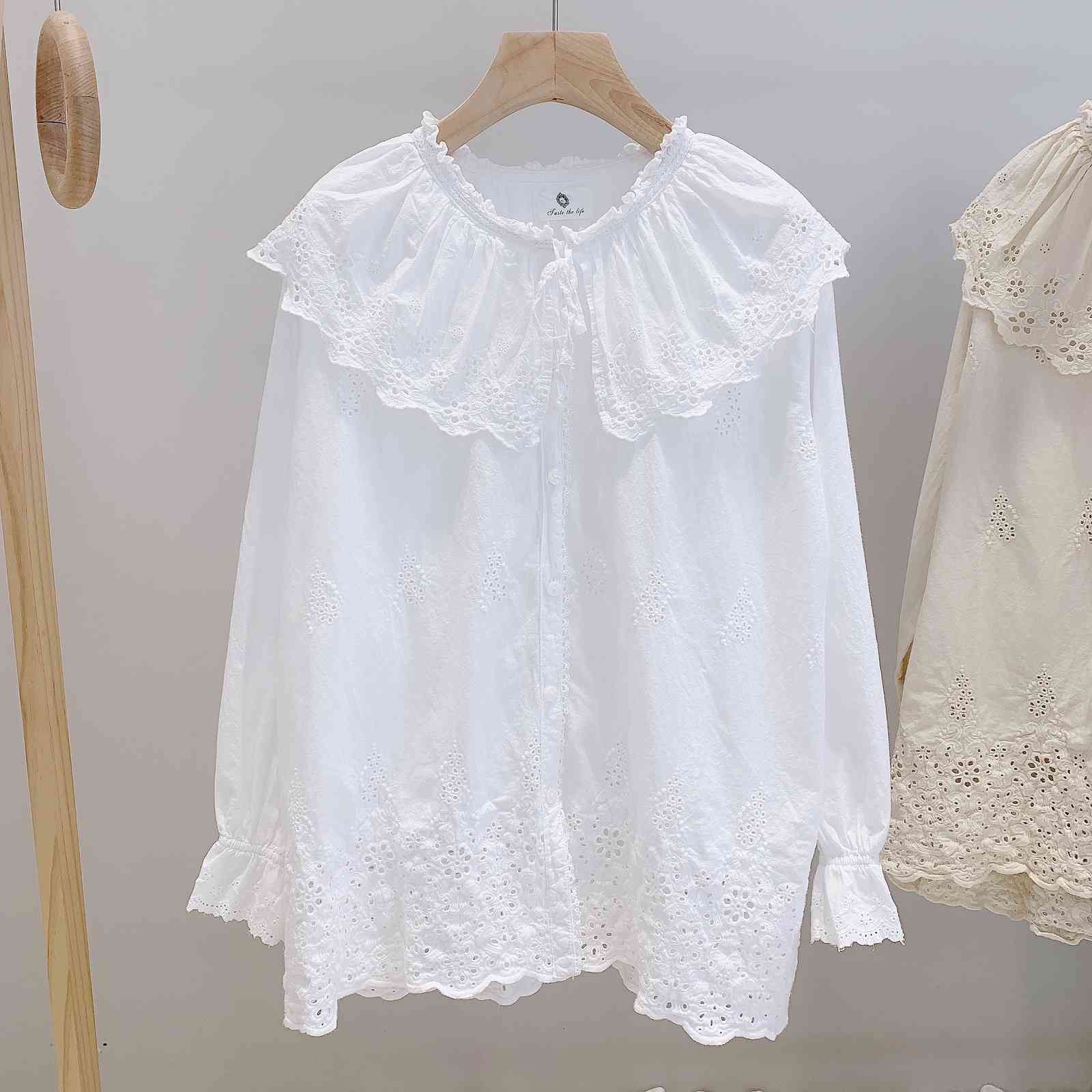 Women&#039;s Blouses & Shirts Lamtrip Unique Lolita Princess Royal French Style Embroidery Cotton Shirt Blouse 2021 Summer L8I4