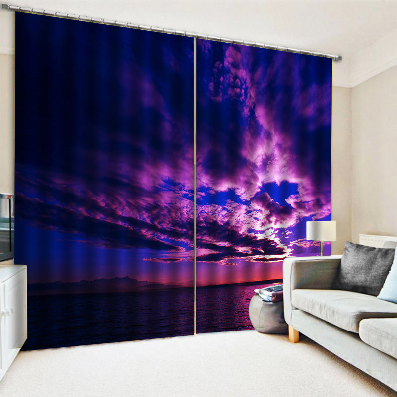 High quality custom fabric blue blackout 3D Curtain for Living Room Window curtains