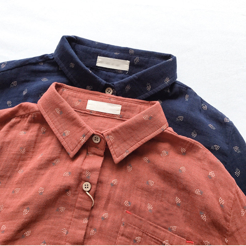 Women&#039;s Blouses & Shirts Lamtrip Vintage Ink Painting Fruit Grapes Print Turn Collar Long Sleeve Cotton Yarn Shirt Blouse 2021 Spr