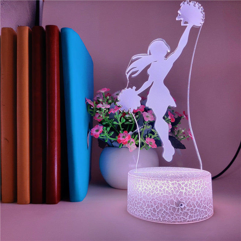3D LED Night Light Acrylic Desk Lamp Female Gymnast for Bedside Nightlight Touch Switch Color Changing Atmosphere Kids Gift