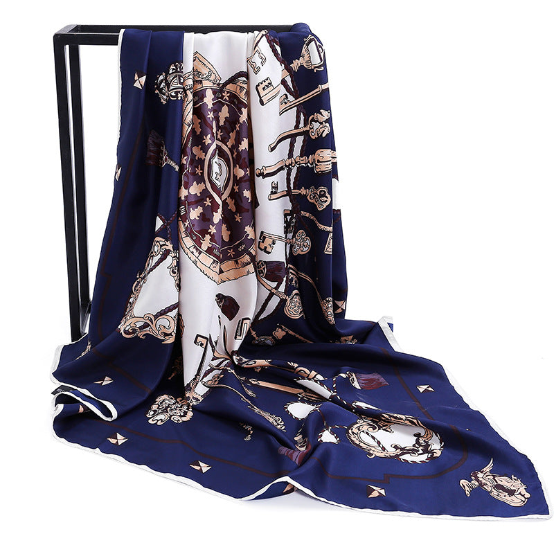European and American h family 100cm twill printed silk scarves square scarf women&#039;s shawl
