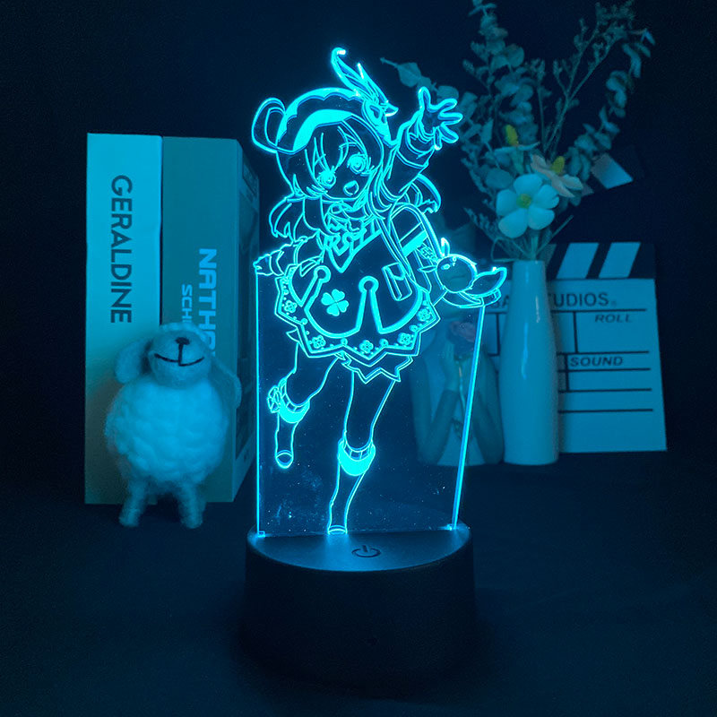 Genshin Impact Night Light LED Plug In 3D Desk Lamp Klee Figure USB Nightlight Color Chang Home Decor Anime Kids Friends Gifts