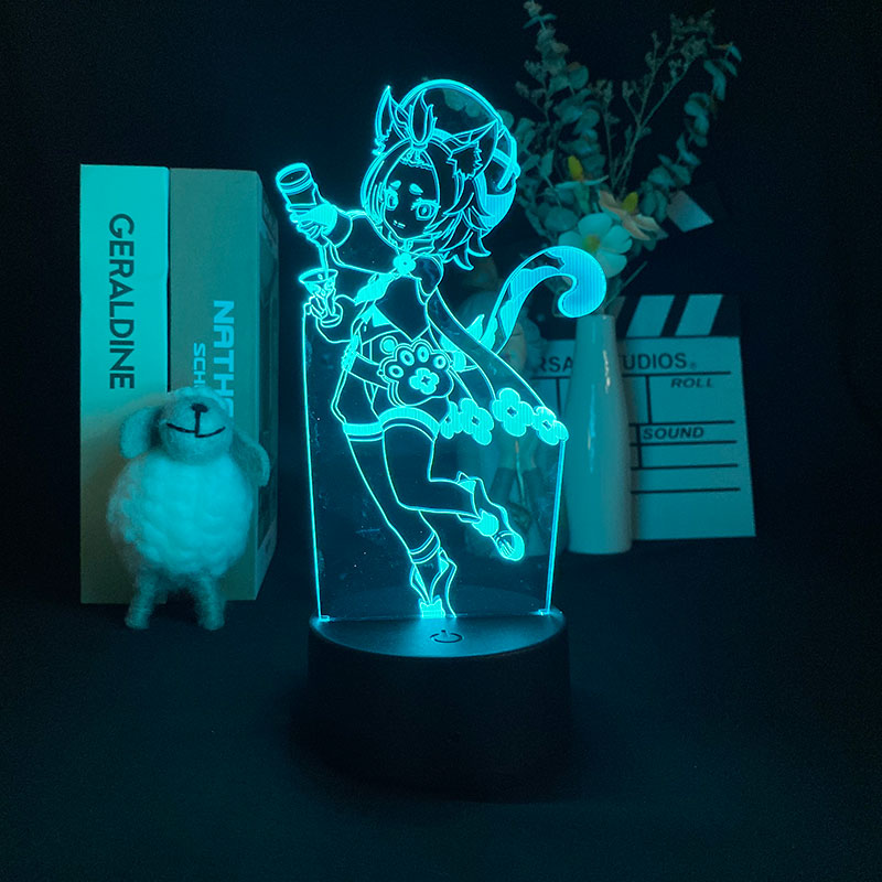 Night Light Baby LED USB Nightlight Diona Figure Bedside Desk Lamp 3D Genshin Impact APP Control Cool Game Fans Kids Birthday Gift