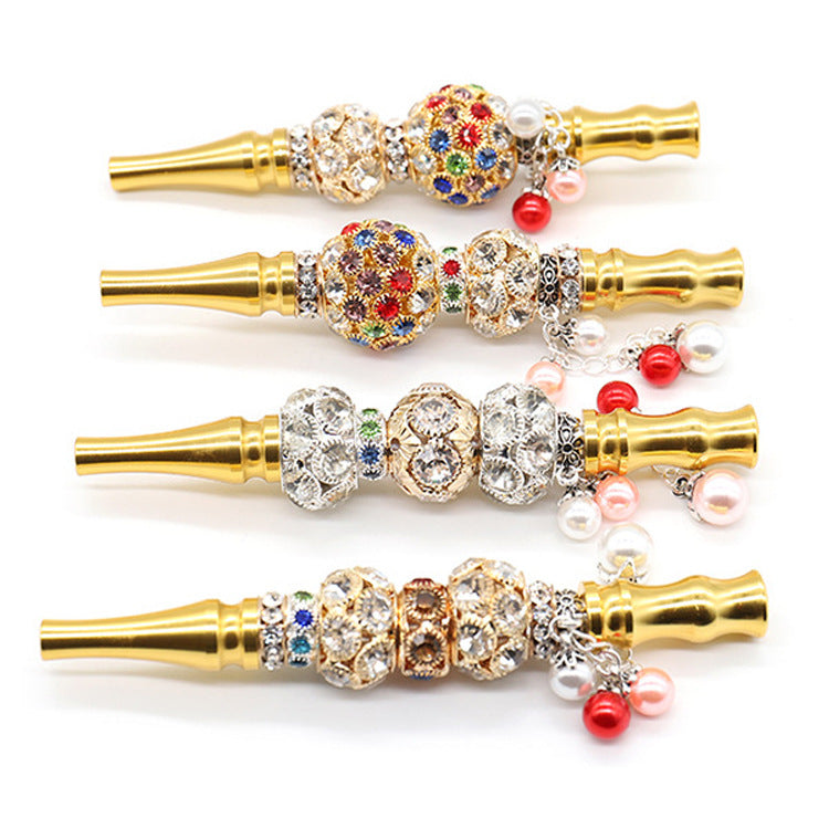 wholesale Metal Mouth smoking pipes Tips for Hookah Shisha Fashion Aluminum Alloy Mouthpiece Drip Tip Sheesha Narghile Skull Design With Jewellery